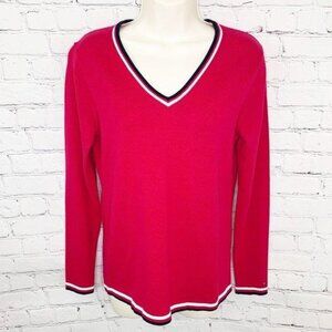 CHERRY RED TOMMY HILFIGER RED WHITE BLUE SWEATER!